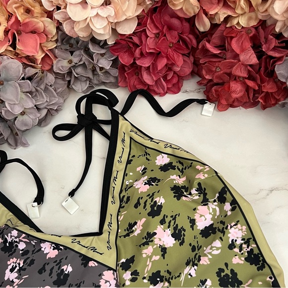 Boho Green & Black Floral Reversible Swimsuit with Shoulder Ties - Picture 8 of 16